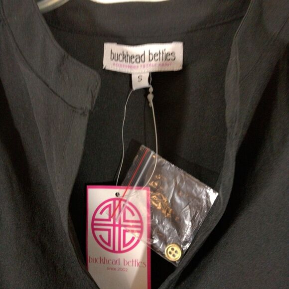 NWT Buckhead Besties Womans Small Top Blouse Black Long Sleeve Elastic Wrist - Picture 4 of 6